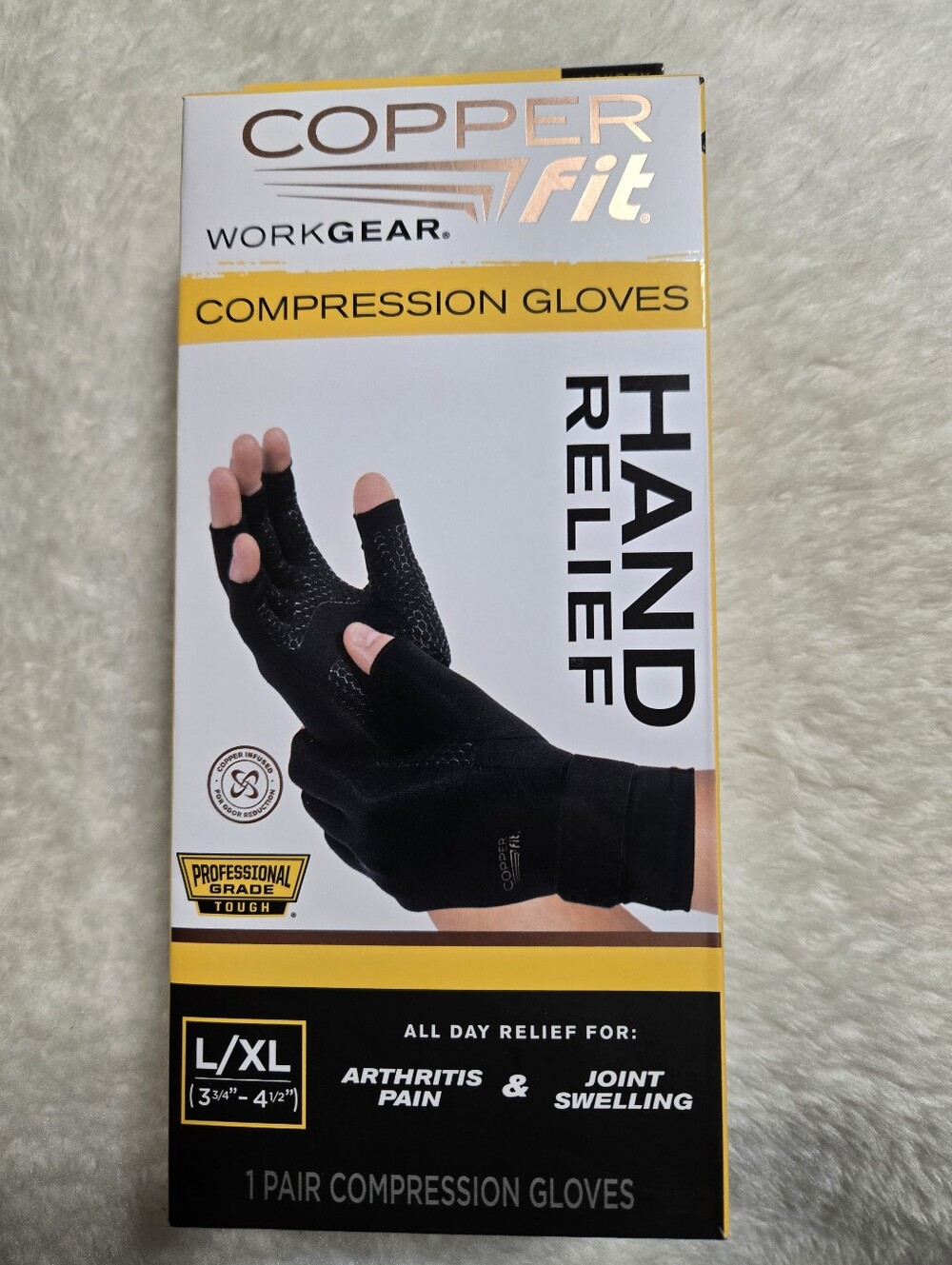Copper Fit Hand Relief Compression Gloves NIB L/XL